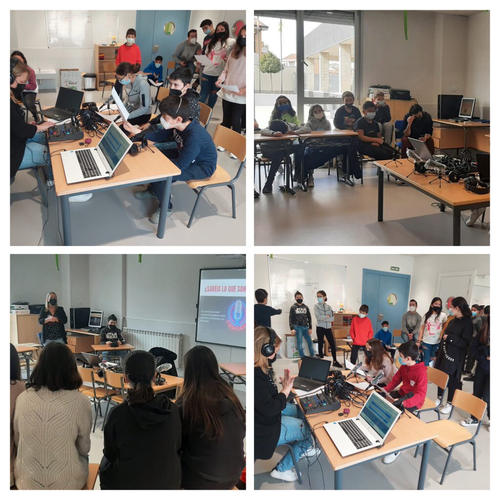 GregoriaArtacho's tweet photo. Esta mañana los alumn@s de 5º y 6º han tenido un taller de radio, impartido por @raqueldavalos , y organizado por el Crie. Qué emocionante lo mucho que se puede compartir a través de un micro. #Avanz@TIC #PIEAlmazuela #CRIE https://t.co/37TxvQ5tUt