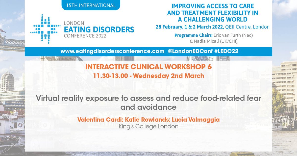 LondonEDConf's tweet photo. Join us in this excellent workshop session with @Valentina_Cardi, @KatieRowlands10 and @Lucia_Valmaggia next week at #LEDC22!
Secure your place today at: https://t.co/sQGbeIYzhh
#eatingdisorders #edtreatment #edmanagement https://t.co/W1eTHs0eYj