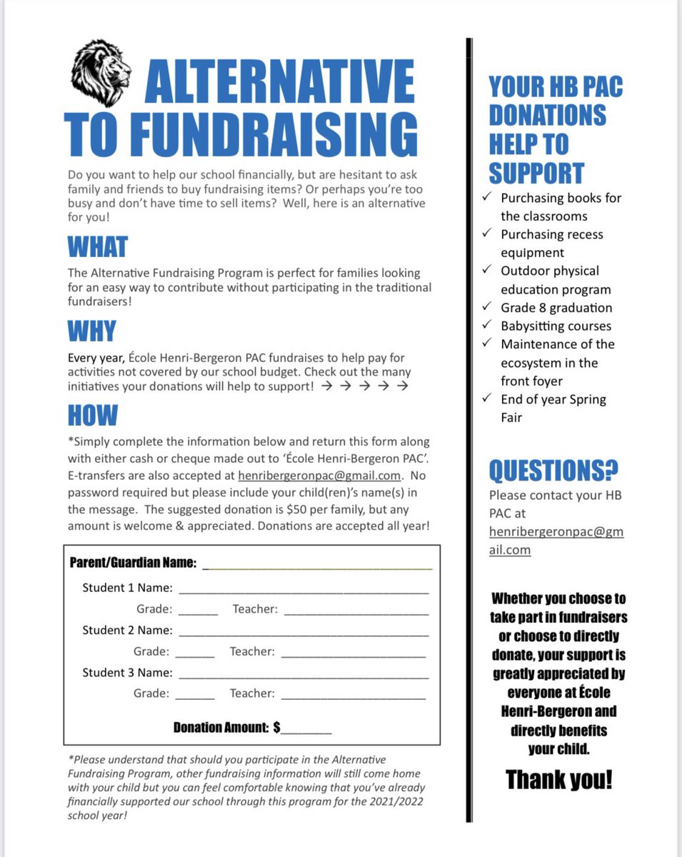 Alternative fundraising is a great way to help your child’s school, without having to go door to door. <a href="/bergeronLRSD/">École Henri-Bergeron</a>