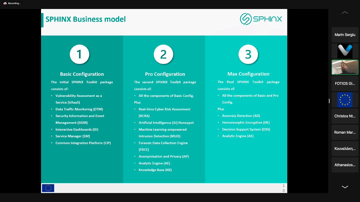 ProjectSphinx's tweet image. #workshop updates 🔴
Vassilis Voulgarakis of @vilabs_eu is elaborating on the 3 configuration packages for #sphinx_toolkit that can be offered to potential customers in the health sector.
#EU #H2020 #CyberSecurity #healthcare