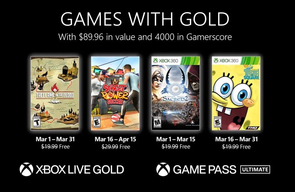 Xbox Live Games with Gold March 2022