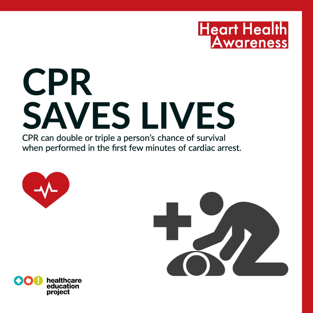 Heart disease is the leading cause of death in the US. Do you know how to give a person CPR while waiting for help? The American Heart Association tells you how. Learn more at heart.org. 

#HeartMonth #HeartHealth #HeartHealthAwareness