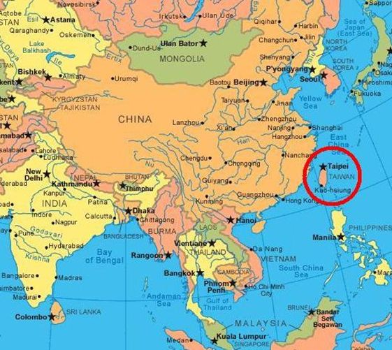 Где находится тайвань на карте какая страна