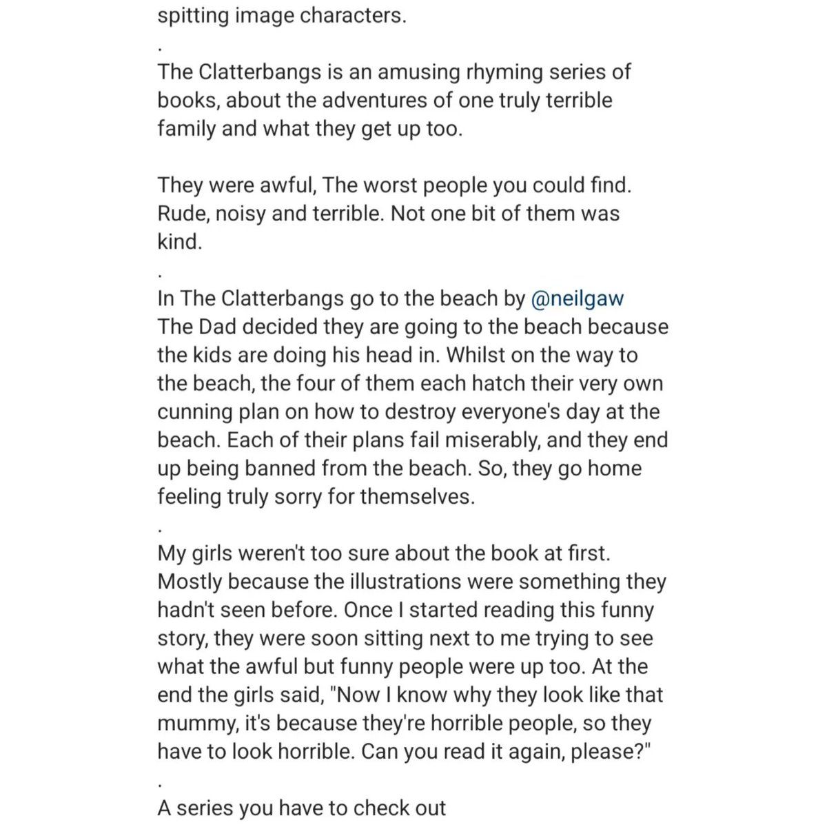 A huge thank you to @strawberrystorytime for this great review of The Clatterbangs Go To The Beach! Check out their page for other reviews of children's books!

#childrensbookreview #kidsbooks #childrensauthor