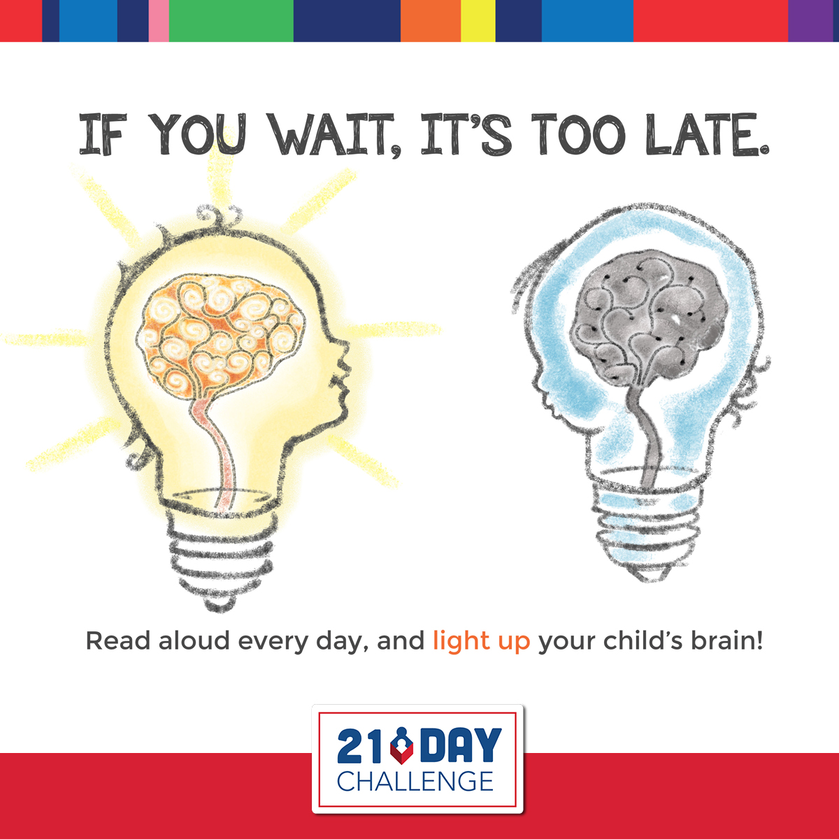 ReadAloud_org's tweet photo. Children that are unprepared for kindergarten are susceptible to a lifetime of academic and potential social hurdles. The number one way to help prepare your child is to read aloud for 15 minutes every day starting at birth. Join the #21DayReadAloud Challenge for reading success. https://t.co/6H6RrSd5Uy
