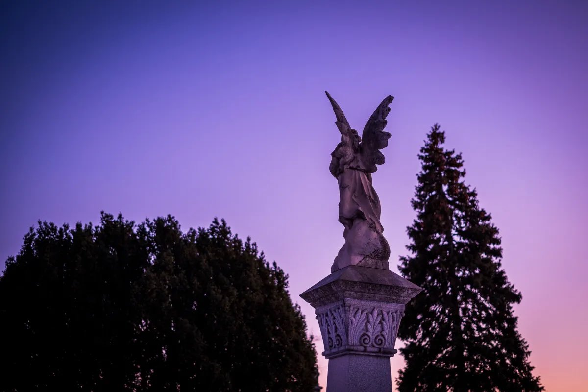 Picturing Evanston: Last light of the day at Calvary Cemetery on Evanston’s southern edge, just south of South Boulevard and Judson Avenue. (Photo by Joerg Metzner)