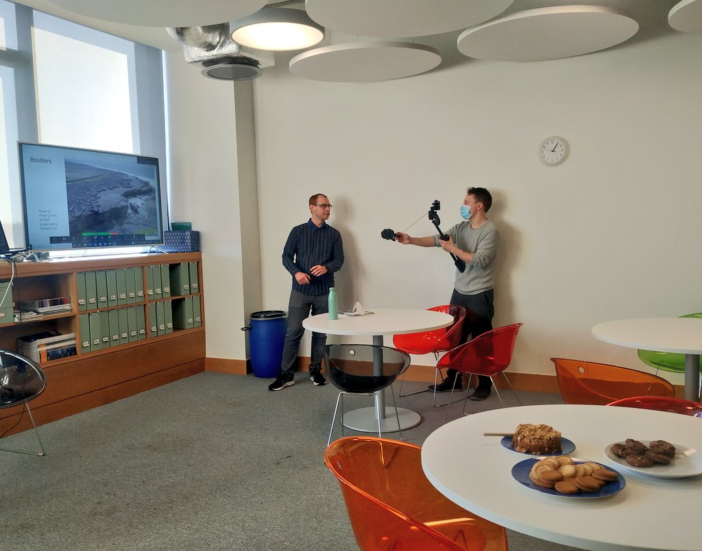 First trial hybrid coffee morning this morning. Thanks to <a href="/JamesHerterich/">James Herterich</a> for a great presentation on coastal megaboulders and <a href="/fiachraol/">Fiachra O'Loughlin</a> for patient chairing while we figured out the technical side of things!