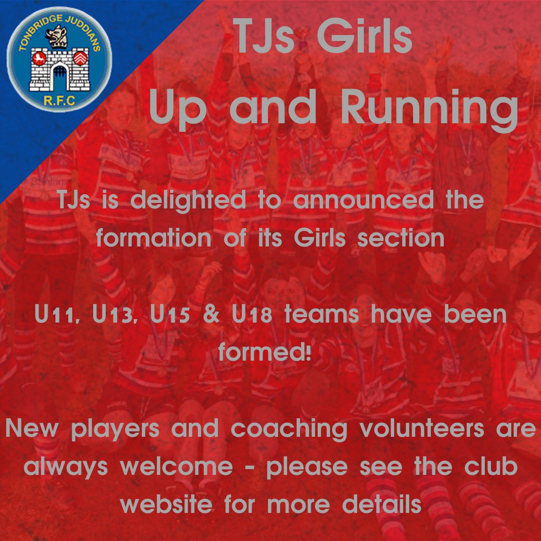 TJRFC's tweet photo. It is with great excitement that TJs can formally announce the formation of its junior girls section! 

With U11, 13, 15 &amp; 18 teams formed this is the perfect time to get into rugby! 

Please share the news and for more info visit the link below.

https://t.co/GVWqnwC8HP https://t.co/wUjxQk5yZK