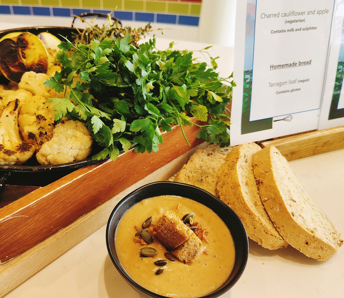 Charred cauliflower and apple soup for lunch <a href="/MillfieldSenior/">Millfield School</a> #winterwarmer #nofoodwaste <a href="/ChartwellsInd/">Chartwells Independent</a> @frazerbutton69