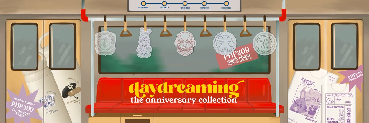 .• 🌤🥞  daydreaming collection.ᐟ

☺︎ products:
ㅡ tumbler
ㅡ mask chain
ㅡ alcohol spray

🥐 pre-order here: dstn.carrd.co