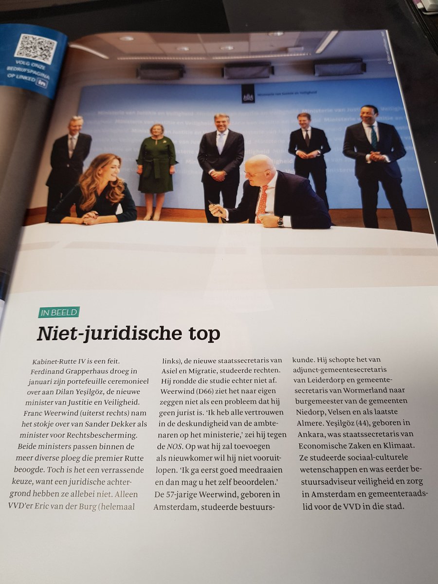 Niet-juristen aan de top op het Ministerie van Justitie en Veiligheid, aldus het Advocatenblad....🤔