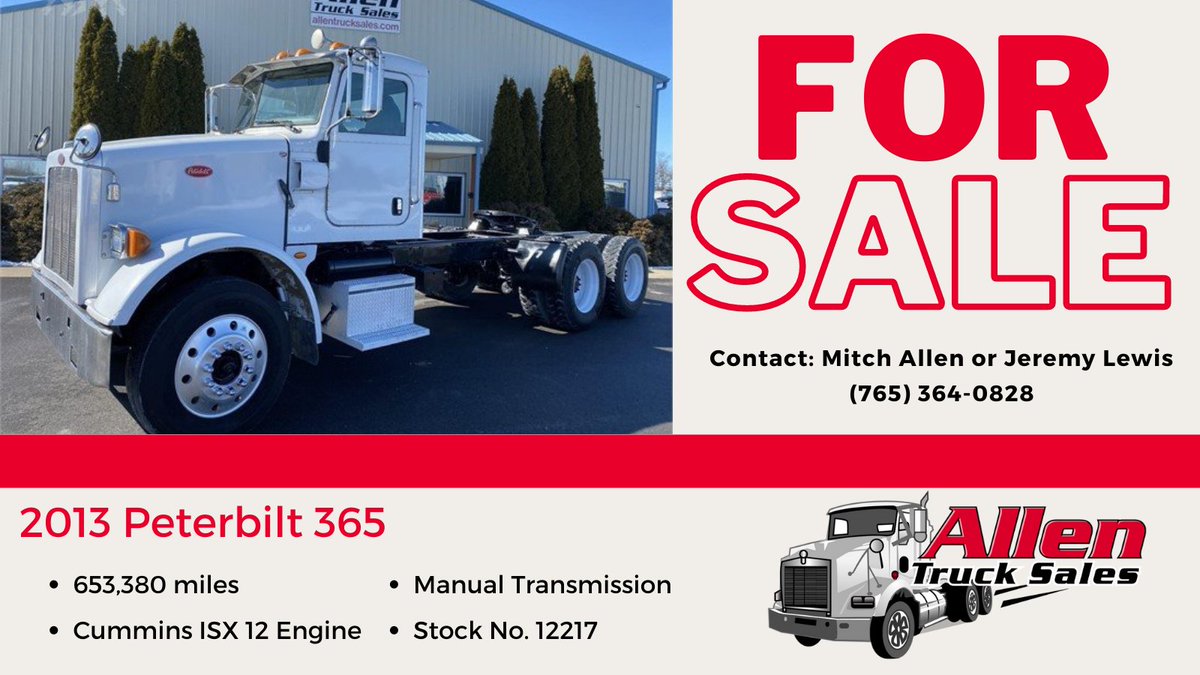 AllenTruckSales's tweet photo. 🚛 Lots of new trucks on the lot this week! Here is another great truck to add to your fleet. Check it out here: https://t.co/sAAFTUp7Q9
.
.
.
#Semi #Semis #SemiTrucks #TrucksForSale #Peterbilt #Trucks #SemisForSale #UsedSemis #UsedTrucksForSale https://t.co/GZgWAczsOK