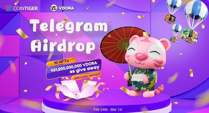 CoinTigerRussia's tweet photo. 📢#CoinTigerCampaign 
#CoinTiger + @VDORA_online Airdrop🚀

🏆200 счастливчиков разделят 431,200,000,000 #VDORA + раздача 10 NFT
 
🔥Вступите: https://t.co/aJnYADRsMb…

⏰5 дней

🎁10 VDORA NFT победителей будут выбраны и награждены нашим любимым партнёром! https://t.co/trCqXrqho7