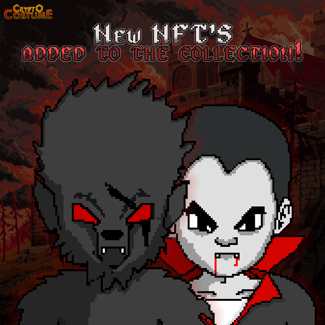 cryptocostume's tweet photo. Werewolf and Vampire added to the collection
.
CryptoCostume#24🧛
CryptoCostume#25🐺
.
https://t.co/qChw4A0S63
.
#nft #nftart #nfts #nftcollector #nftartist #nftdrop #nftcollection #nftartgallery #nftcollectibles #nftartists #nftartwork #nftcommunity #opensea #openseanft #Nftarts https://t.co/O8o0zV2YVD