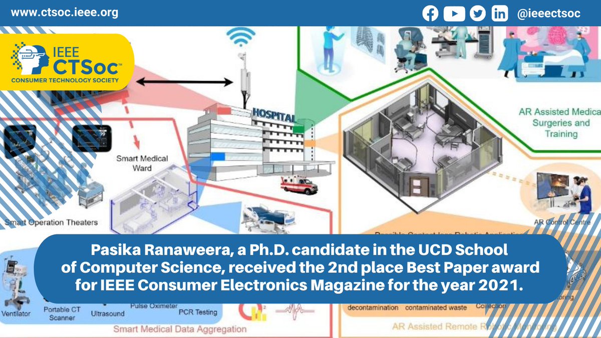 ieeecesoc's tweet photo. Pasika Ranaweera, a Ph.D. candidate in the UCD School of Computer Science, received the 2nd place #BestPaper award for #IEEE #ConsumerElectronicsMagazine for the year 2021.
More information here: https://t.co/ihQ7X0EWpu
#IEEE #ConsumerTechnologySociety #CTSoc #ICCE #ICCE2022 https://t.co/aGPLVPmcCx