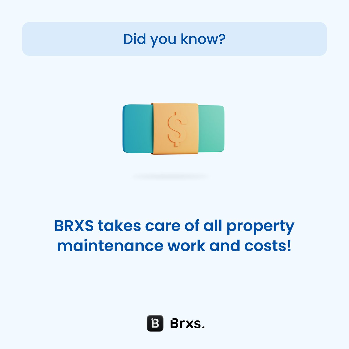 According to USA Today, nearly two-thirds of millennials have homebuyer regrets due to the high maintenance costs. 

Luckily, when investing through BRXS, we take care of all the maintenance work and costs. All you have to do is sit back and receive!
 
#BRXS #BRXSapp #RealEstate