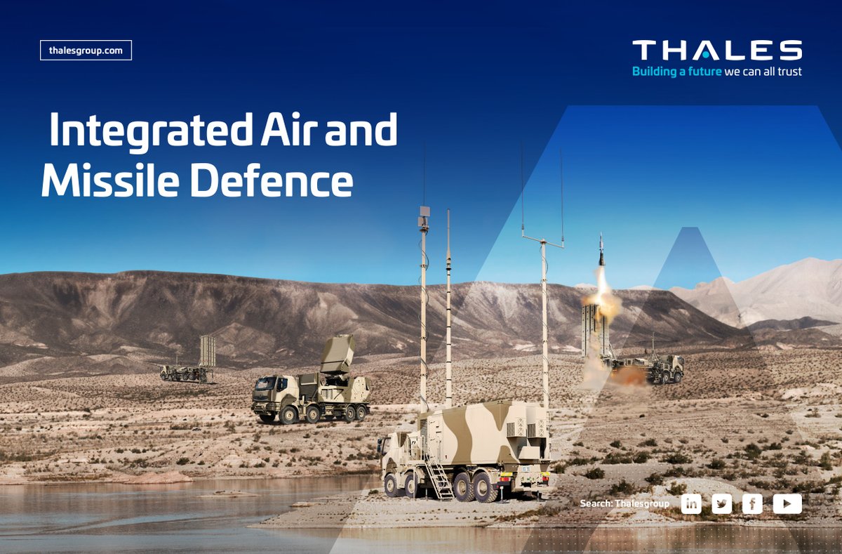 ThalesDefence's tweet photo. [#AirProtection] Air and Missile threats have major political and military implications, during peacetime, conflicts or crisis. Thales is here, with Nations Integrated Air and Missile Defence #IAMD, to support strategic sovereignty and military supremacy 🔗https://t.co/rm5QQVn3i1 https://t.co/gFI5hF3bUO