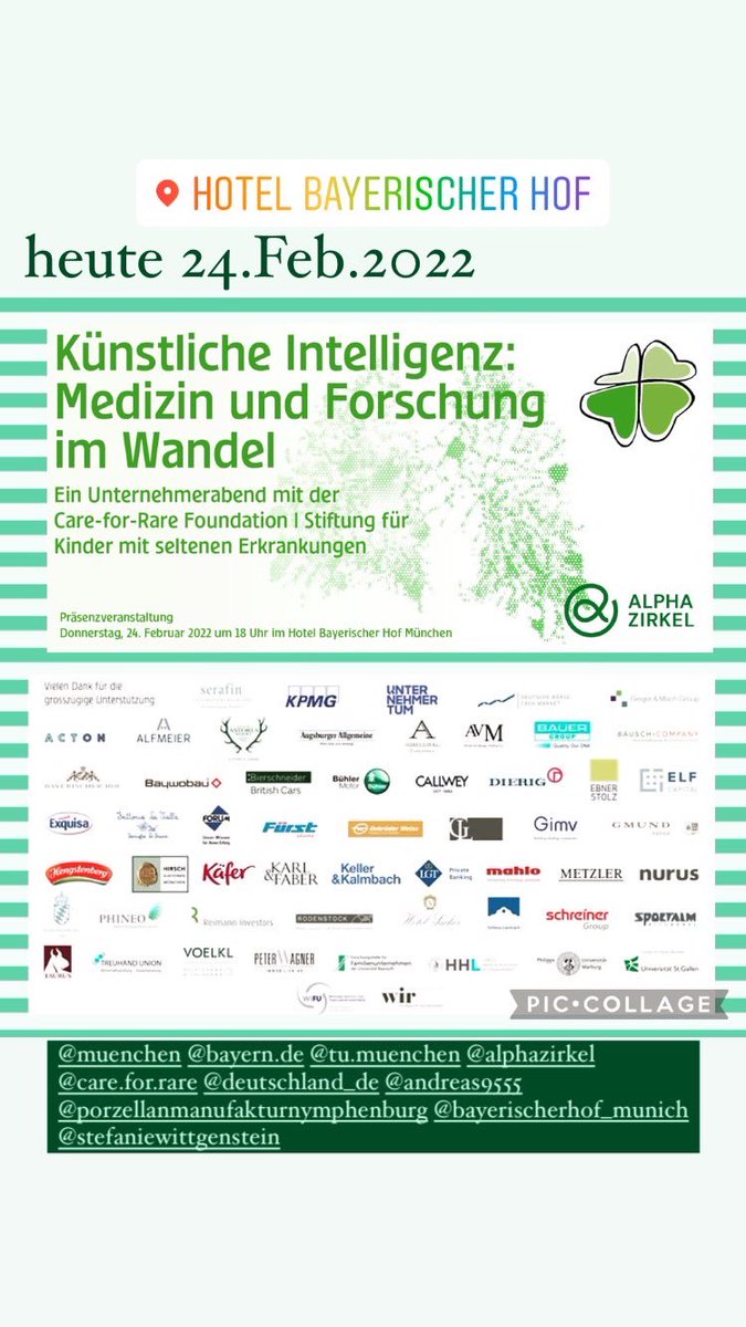 <a href="/Alphazirkel/">ALPHAZIRKEL - THE FAMILY ENTREPRENEUR NETWORK</a> - THE FAMILY ENTREPRENEUR NETWORK

„Künstliche Intelligenz – Medizin und Forschung im Wandel.“

Präsenzveranstaltung:
Donnerstag 24. Februar 2022
🇩🇪um 18:00 – 22:00 
📍 HotelBayerischerHof, Promenadeplatz 2-6, 80333 München