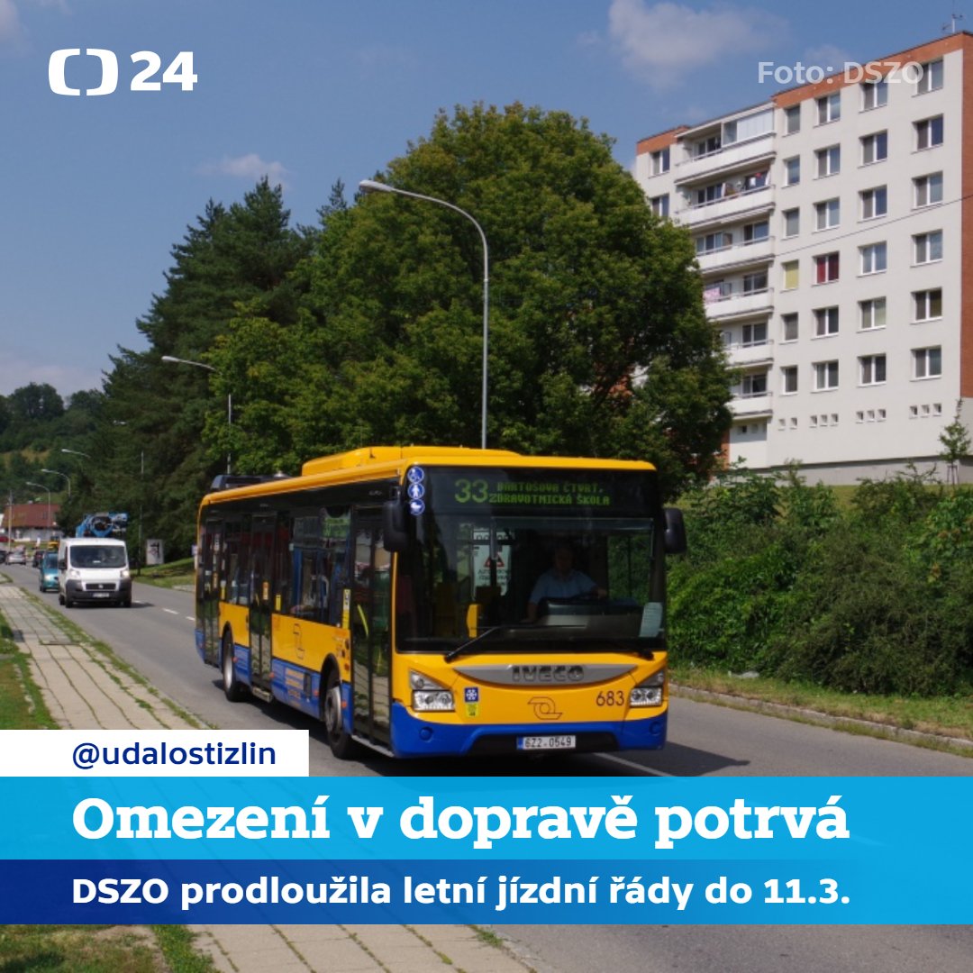 UdalostiBrno's tweet photo. Provoz podle letních jízdních řádů bude ve Zlíně a v Otrokovicích až do 11. března. Původně měl skončit 28. února. DSZO stále nemá kvůli nemocnosti dostatek řidičů a řidiček. Ubylo taky cestujících. Letní provoz budou dál posilovat školní spoje. #Zlín #Otrokovice #DSZO #doprava https://t.co/zaM4SJ26oJ