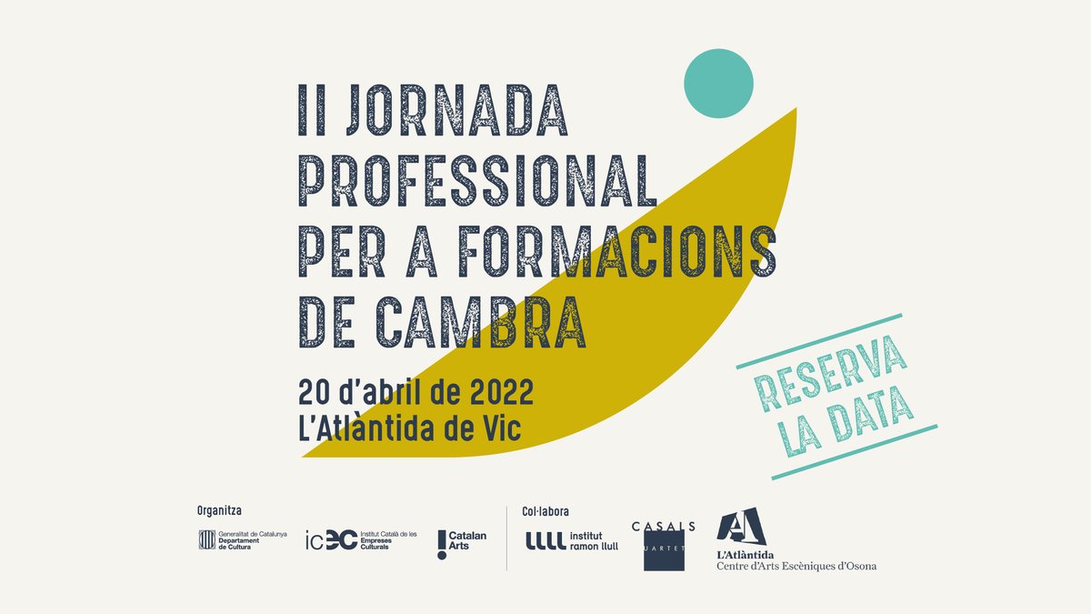 catalanarts's tweet photo. El proper 20 d’abril @latlantidavic acollirà la II ✨Jornada Professional per a Formacions de Cambra✨ 

Ben aviat publicarem el programa d'actuacions i activitats de networking per impulsar artistes i fomentar el sector de la música clàssica.🎻 Reserva la data i acompanya'ns!🙌 https://t.co/LCskpNjCea