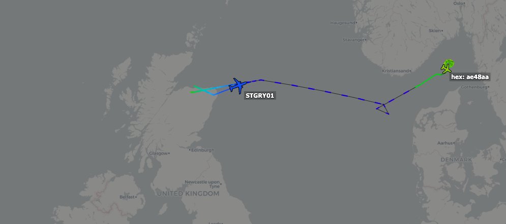 TheSnoopySnoop's tweet photo. #NATO09 #4D03C6 LX-N90448 #E3 #Sentry over #Romania
Two #P8A #Poseidon out of #Lossiemouth
#USNavy #AE48AA north of #Denmark
#RAF #STGRY01 #43C91B #ZP804 just departed
And that is probably not them all by any meansโฆ.๐ https://t.co/ulB2687Mc9