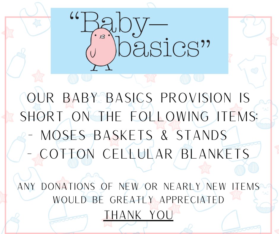 Our Baby Basics project is in need of donations, to ensure we can continue to support new mums 👶🍼
We would also appreciate donations of Nappies in sizes 0,1 &amp; 2 🤗
