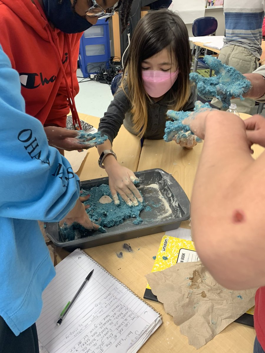 NapoleonTiffany's tweet image. Grade 5 Science: layers to sedimentary fossil formation. 🐚🐠🦕 @Ashford_Hisd @HISD_ElemSci