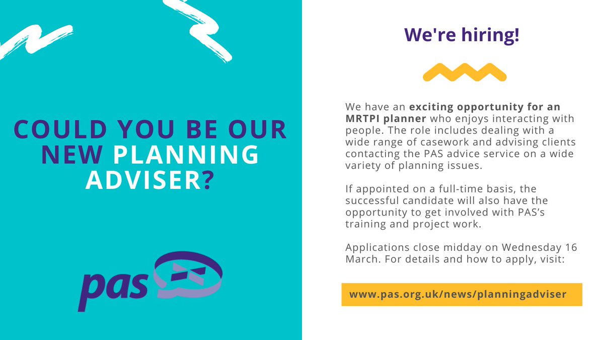 Calling all MRTPI planners! Looking for a new creative role helping communities? Find out more and how to apply: pas.org.uk/news/planninga…