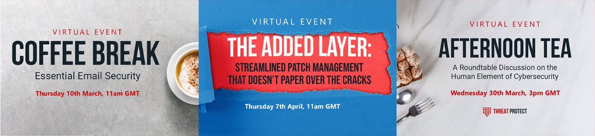 Improving threat resilience in a cybersecurity capacity is a bespoke exercise and it's why we host regular events designed to help inform and educate security teams on a range of cybersecurity topics. 

See what's coming up here: threatprotect.co.uk/events-2/
