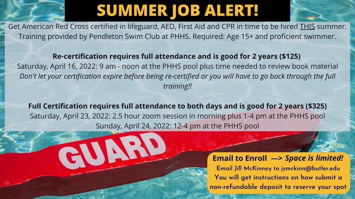 pendletonswim's tweet image. Who is ready for summer? ☀️ Let’s certify some new lifeguards!