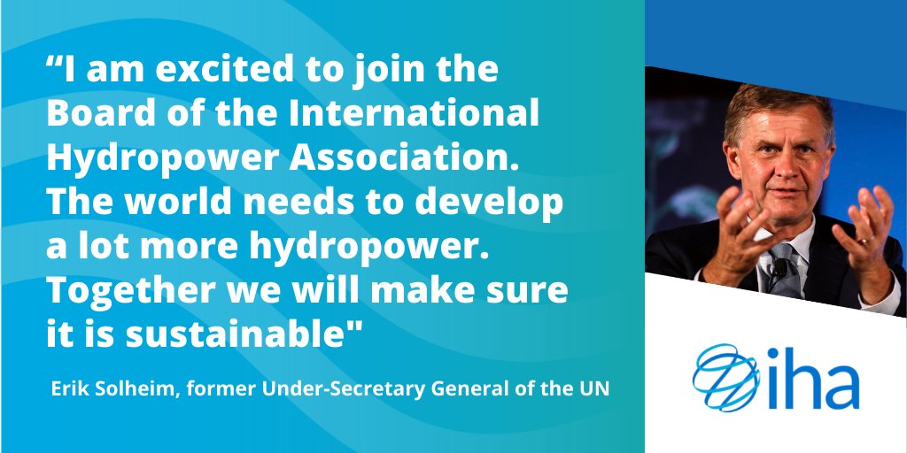 📢 "The world needs to develop a lot more #hydropower. Together we will make sure it is #sustainable"  

Former UN diplomat and Norwegian Environment Minister <a href="/ErikSolheim/">Erik Solheim</a> has joined IHA's Board. 

🖱️ Find out more about Erik Solheim: ow.ly/p7sI50I3fAl
