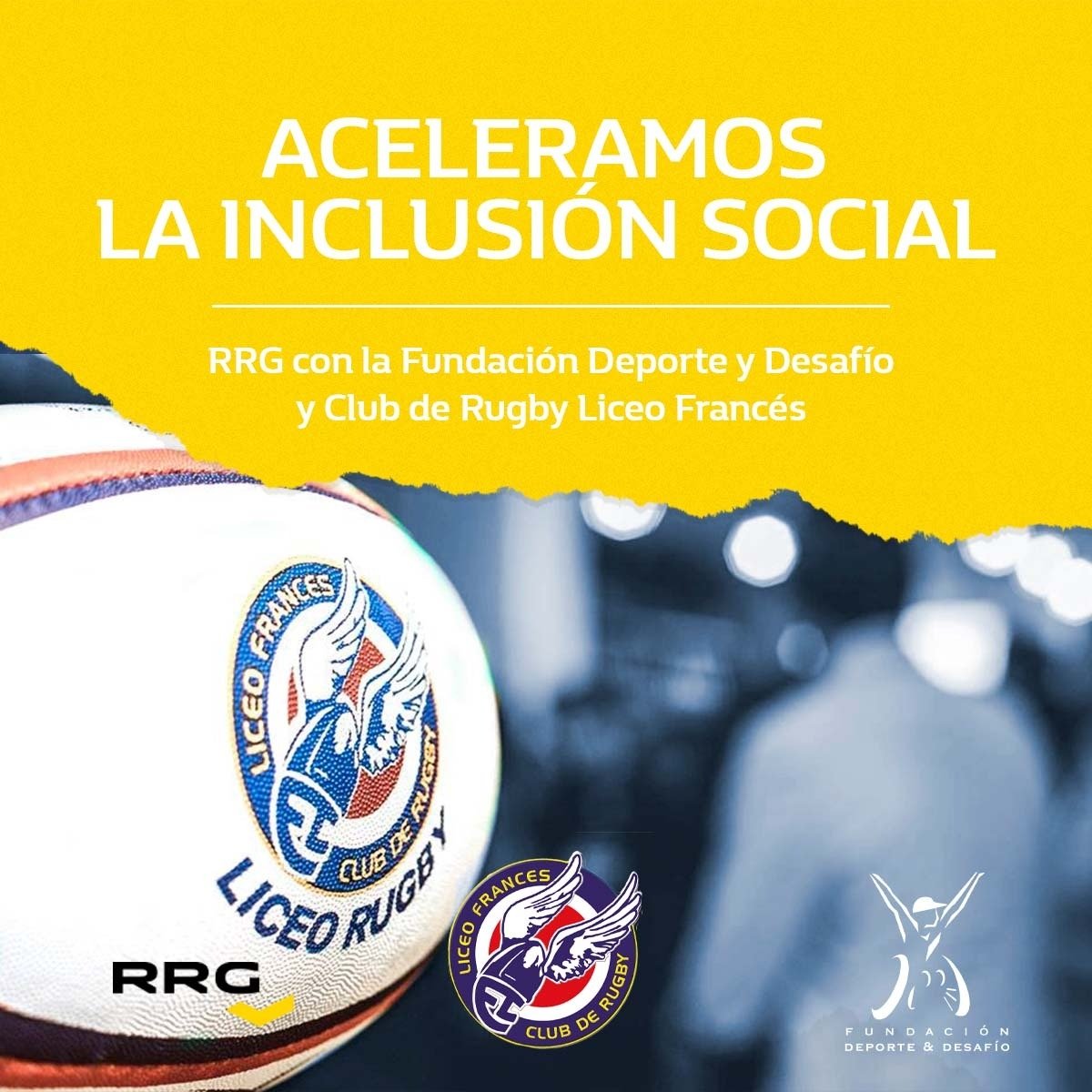 CRLiceoFrances's tweet photo. 🏉Nos enorgullece anunciar que el Liceo retomará las actividades de rugby inclusivo.

Se podrá disfrutar de esta actividad todos los jueves de 18:00 a 19:00 en el Ramón Urtubi.

La actividad se hará en colaboración con nuestros amigos de @FundDyD y @renaultretailes

#AllezLycée https://t.co/qbu77ZfaYU