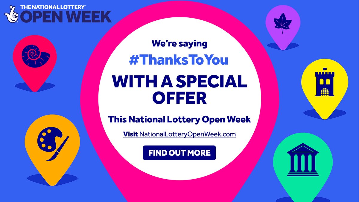 This March, #NationalLottery funded venues across the UK are taking part in The National Lottery Open Week to say #ThanksToYou to the players. 
From 19-27 March, access special offers in NI with a National Lottery ticket/ scratchcard. 🎫
Find out more: NationalLotteryOpenWeek.com
