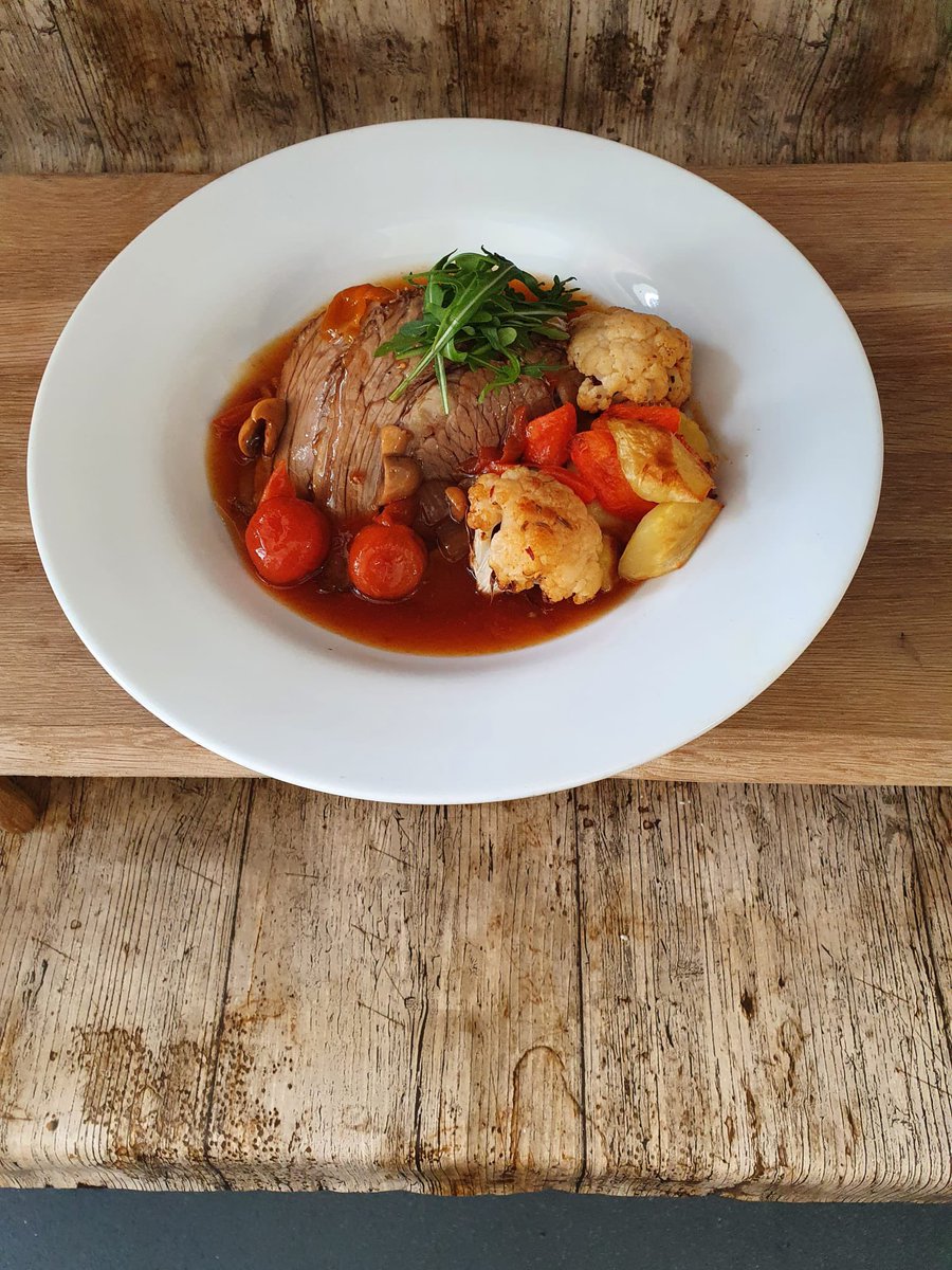 S1Sanderson's tweet photo. Tuscan beef with roasted tomatoes &amp; herby polenta, Quorn hot pot with roasted garlic Parmesan cauliflower on the menu in Warrington today @ItswhatwedoWELL https://t.co/bC5cOare8K