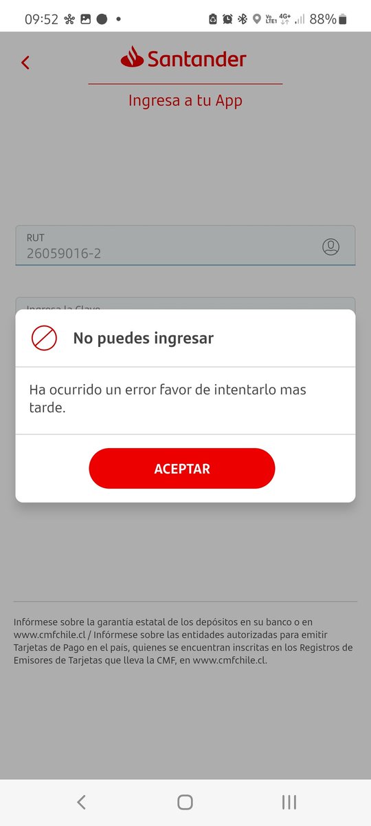 Sin duda alguna la peor experiencia en Plataformas bancarias es la que tengo con <a href="/santanderchile/">Banco Santander Chile</a> inviertan en tecnología  tomen el ejemplo de <a href="/BancoBci/">Banco Bci</a>