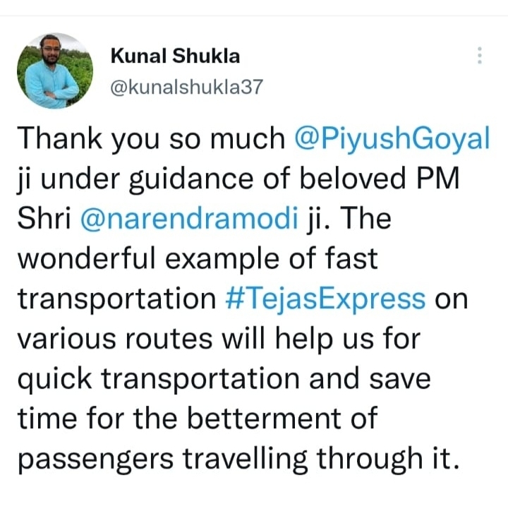 IRCTCofficial's tweet photo. We at #TejasExpress always aspire to make our passenger's travel experience most comfortable. Here are a few passenger feedbacks on Tejas Express services.
#TejasExpress #GoTejasGo https://t.co/LpljUGgp2w