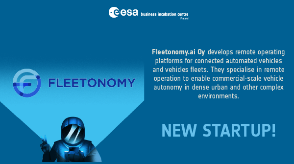 esabicfinland's tweet photo. Warm welcome to our new startup @FleetonomyAi !๐ป We are beyond happy to be a part of their journey. Check out their website for more info: https://t.co/VoOldC8ctg
#esabicfinland #startups #incubator #spaceindustry #newstartup #welcome #fleetonomy https://t.co/66E3D41Siy