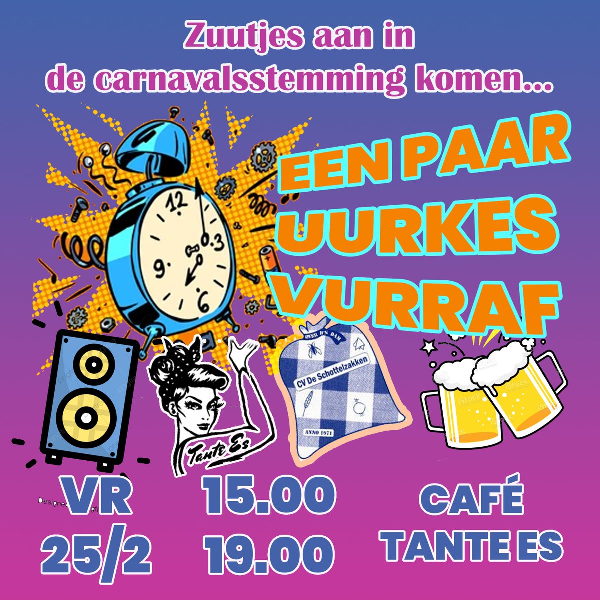Morgenmiddag vanaf 15.00 gaan we weer aan de gang beste carnavalsvrienden! Voordat Tante Es losgaat op de "ouderwets gezellige feestavond" kun je een paar uurkes vurraf lekker zuutjes aan in de carnavalsstemming komen! #fijnfisjenie #Carnaval2022