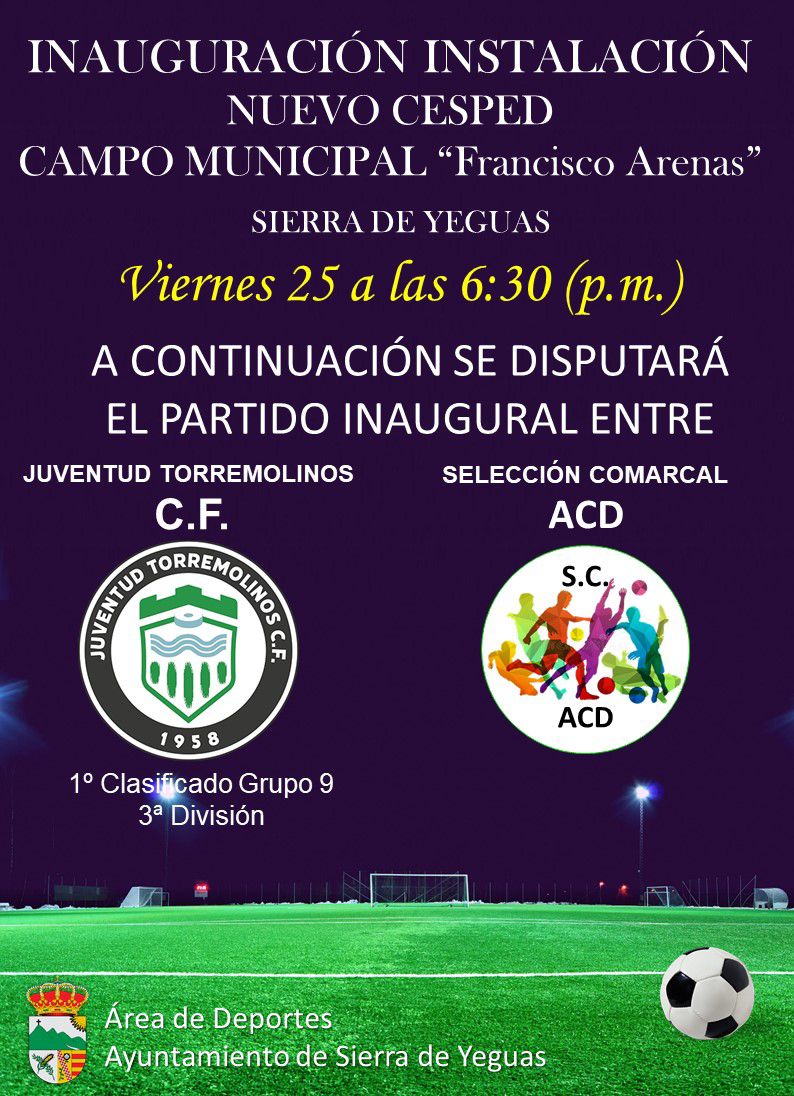 🟢⚪ Inauguración del nuevo césped en el campo de fútbol Francisco Arenas.

<a href="/ACD_SdY/">ACD Sierra de Yeguas</a>

#somosverdes #juventudtorremolinos #deporte #fútbol #RFAF #RFEF #Inauguración