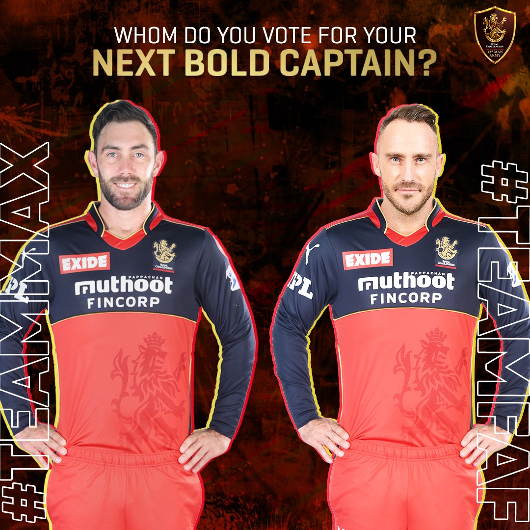 rcbfansofficial's tweet photo. If it was up to #12thManArmy to choose their next bold captain, who it would be? 😬

#TeamMAX or #TeamFAF

#RCB12thManArmy #PlayBold #NextBoldCaptain #IPL2022 #GlennMaxwell #FafDuPlessis https://t.co/PNQzkMK5Nr