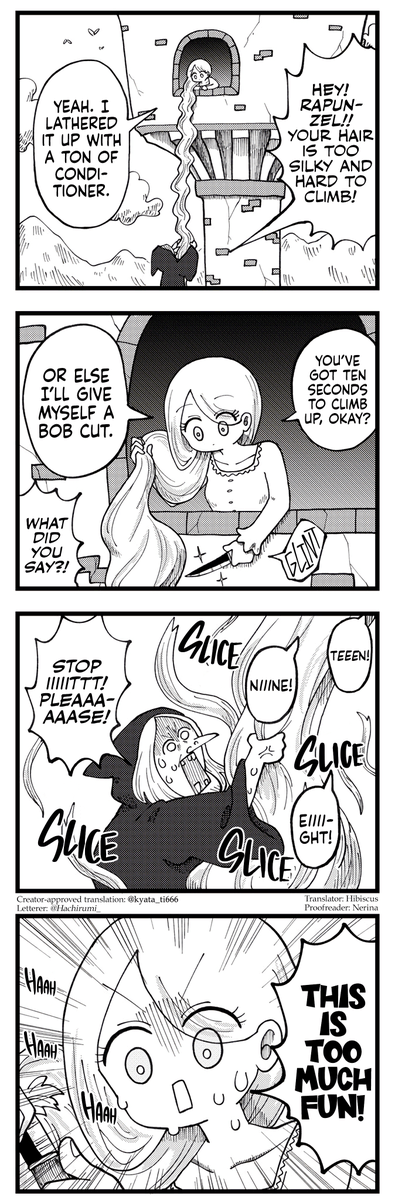 Hachirumi_'s tweet photo. Rapunzel, Bored of Life in the Tower

Translated with @kyata_ti666's permission! https://t.co/6pNReSJlPf