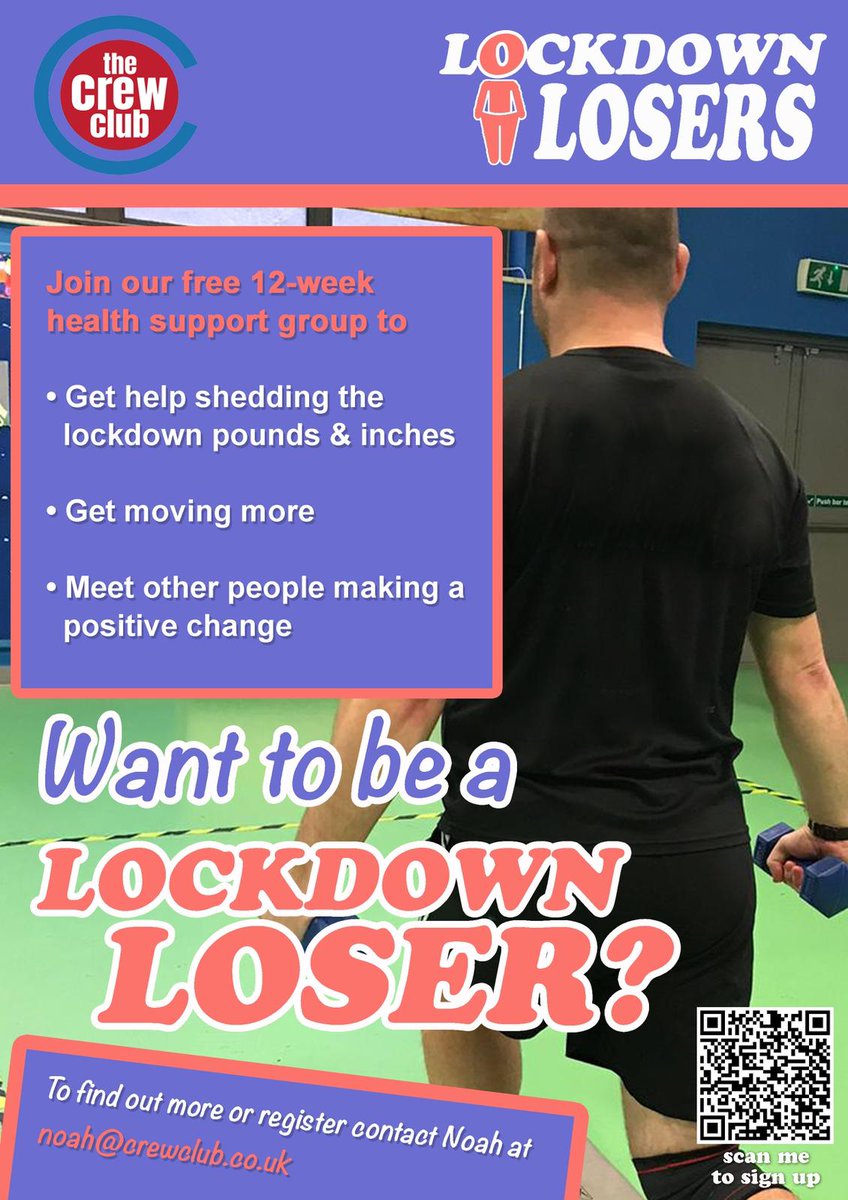 Want to be a Lockdown Loser?!
Join our FREE Crew Club project to get help shedding the lockdown pounds and meet other local people making a positive change.
Click the link here to register your interest and find out more: forms.gle/m6sWgtAVWuZkc5…