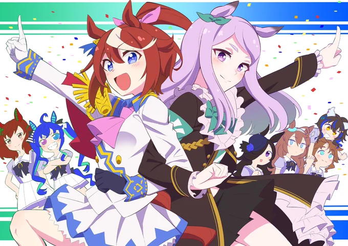 ウマ娘アプリ1周年おめでとう。過去絵でお祝いやよ 