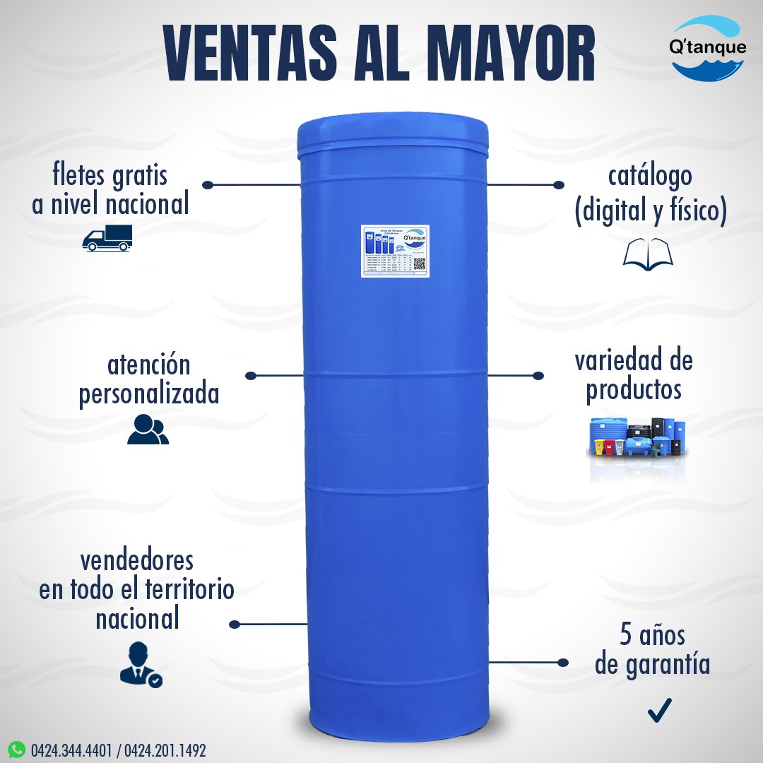 Qtanques's tweet image. Somos fabricantes de tanques de agua, ventas al mayor 💧

Solicita toda la información a nuestro WhatsApp 0424.344.4401 / 0424.201.1492 📲📲