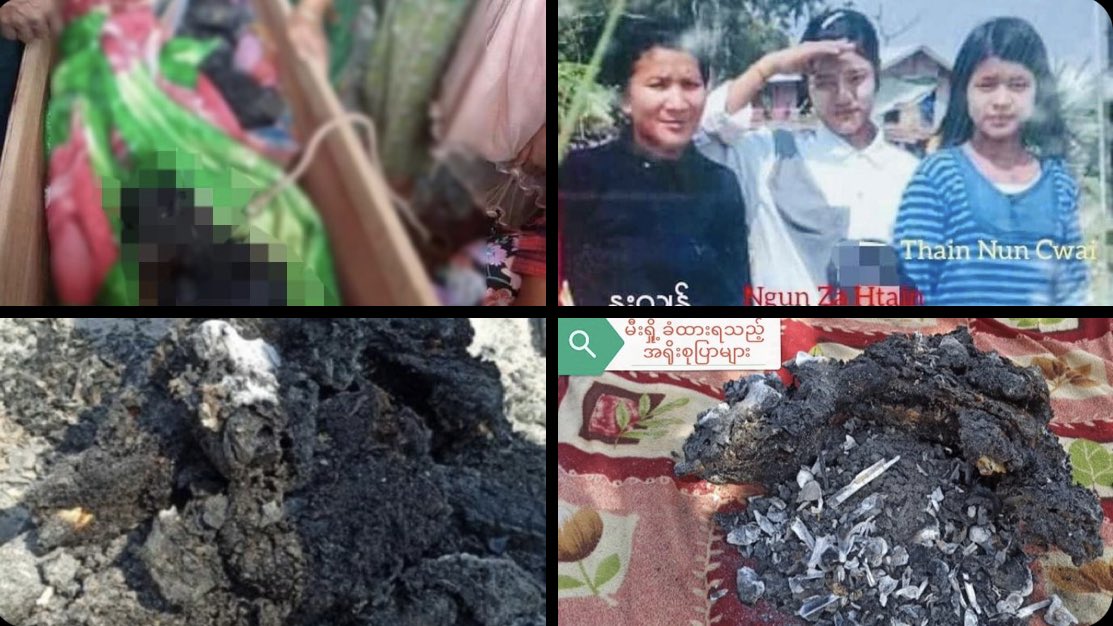 SAC Terrorists has brutally killed a mother and two of her children and burned their bodies to the ashes by in Kale Twp of Sagaing and their remains were found today. #NoFlyZoneInMyanmar #2022Feb24Coup #WhatsHappeningInMyanmar