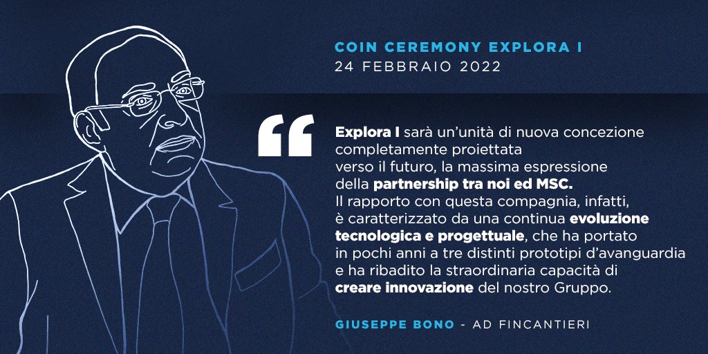 Fincantieri's tweet image. Prosegue la nascita dell’innovativa flotta di #ExploraJourneys, commissionata da #MSC a #Fincantieri nel 2018 grazie a un ordine complessivo di oltre 2 miliardi per 4 unità. In occasione della coin cerimony l'AD #GiuseppeBono ha commentato questa partnership di lungo termine.