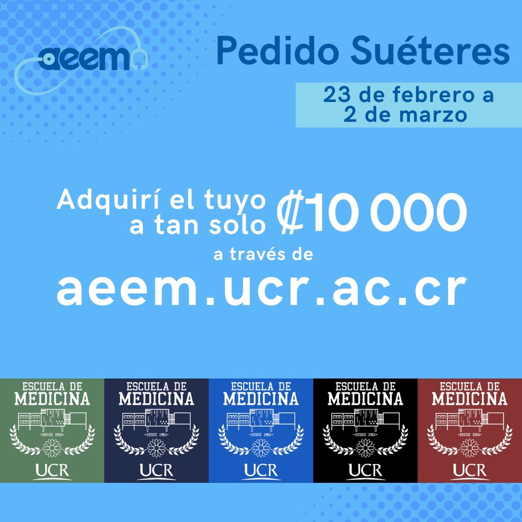 Hola! Ya está habilitado el pedido de Hoddies 2022. 
Pueden adquirirlos a través de nuestra página web:

aeem.ucr.ac.cr/compra/