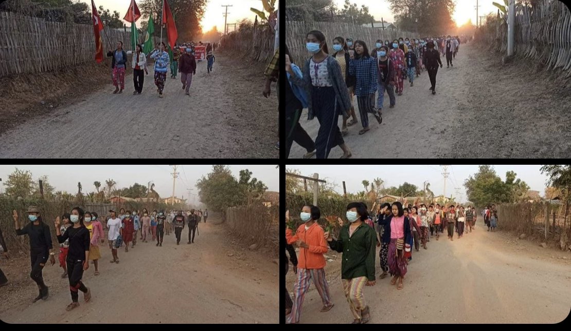 Residents, teachers and parents from Letpadaung Taung village, Salingyi, rallied today in voicing out their oppositions to Illegitimate Military ruling. 

#NoFlyZoneInMyanmar #2022Feb24Coup #WhatsHappeningInMyanmar