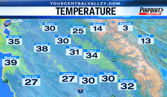 AnthonyBaileyTV's tweet photo. Bundle up as you head out this morning. Here is a look at temperatures across the Valley. #47weather #cacold https://t.co/XplusFlQst