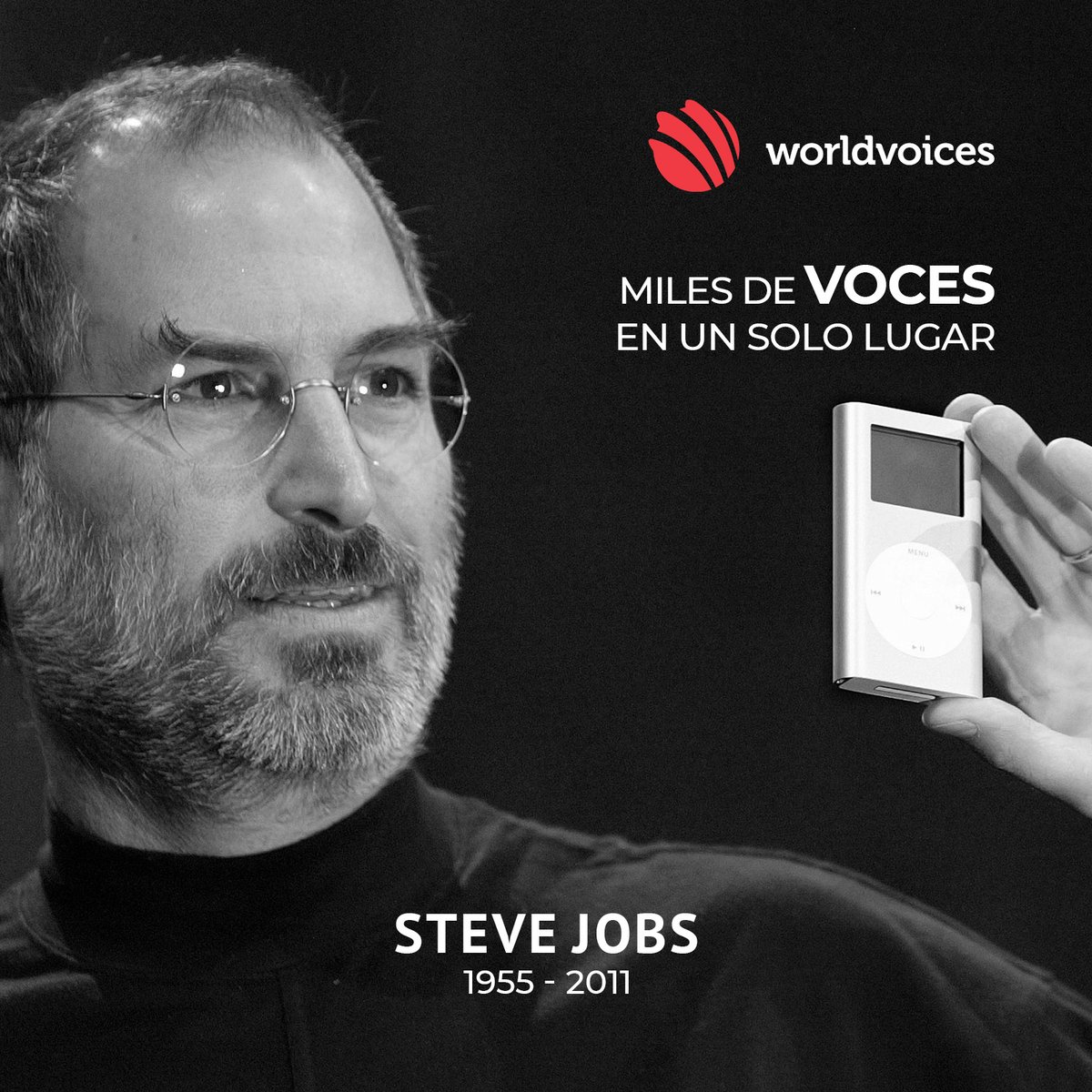 worldvoices's tweet photo. Recordamos la visión de Steve Jobs, quien nace un día como hoy en el 1955.

-

#SteveJobs #SteveJobsAniversario #WorldVoices #TuVoz  #Locucion  #VoiceOver #AudioProduction https://t.co/NUUSRB4HpV